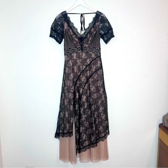 Anthropologie Lace Tulle Maxi Dress Black Size 0 - Picture 2 of 8